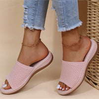 Breathable women's mesh slippers with footbed – Liora-Light pink-3.5-State of Style