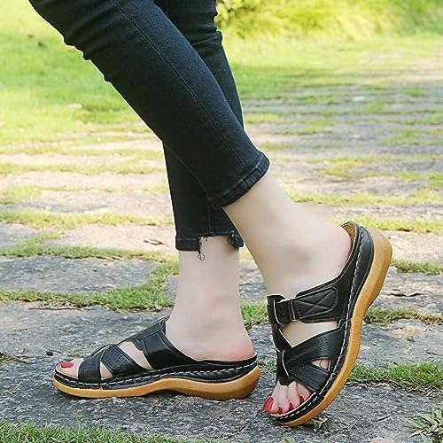 Breathable women's sandals for everyday wear with orthopedic comfort – Leila-Black-3-State of Style