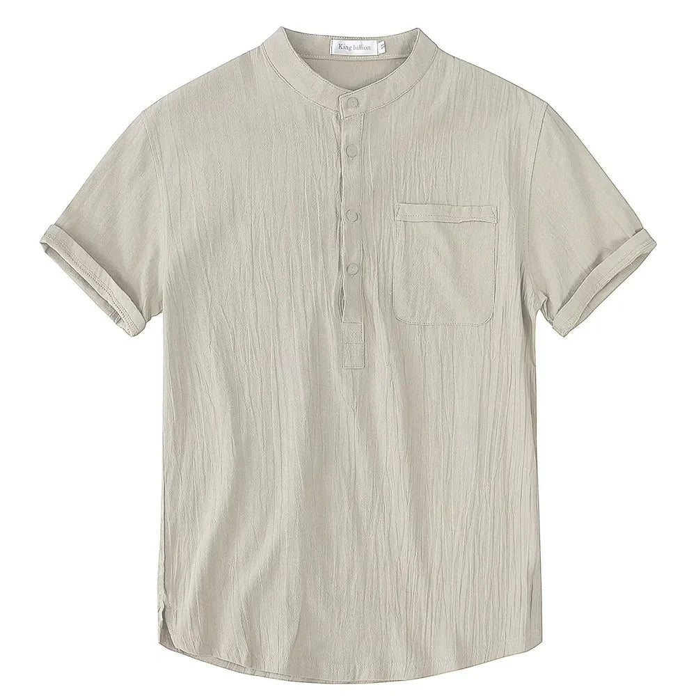 Breezy Summer Linen Comfort Shirt in Plus Size-Grey-2XL-State of Style