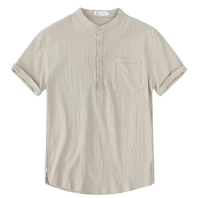 Breezy Summer Linen Comfort Shirt in Plus Size-Grey-2XL-State of Style