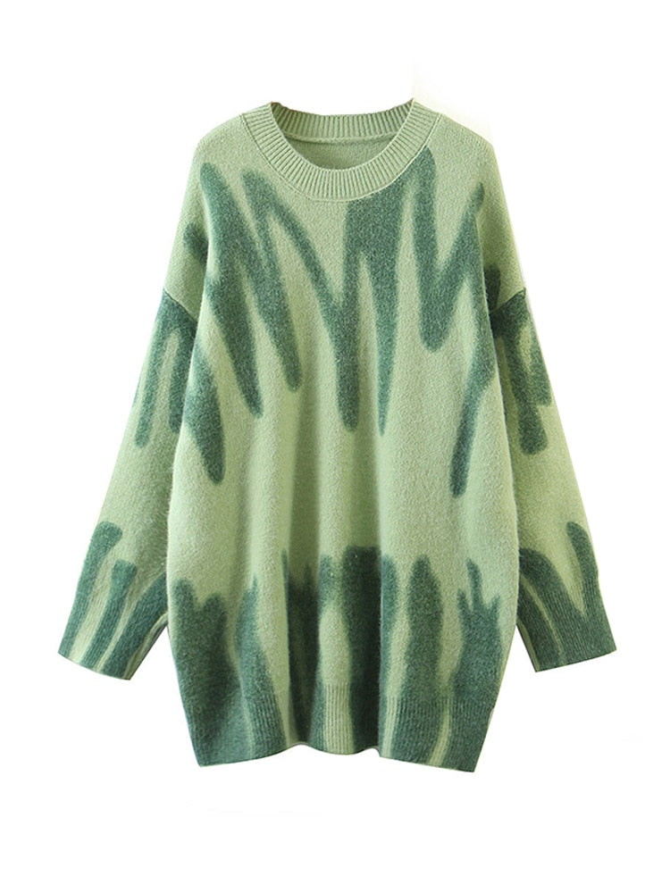 BregjesShirt | Women's Striped Knit Jumper-Green-One size-State of Style