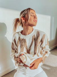 BregjesShirt | Women's Striped Knit Jumper-Khaki-One size-State of Style