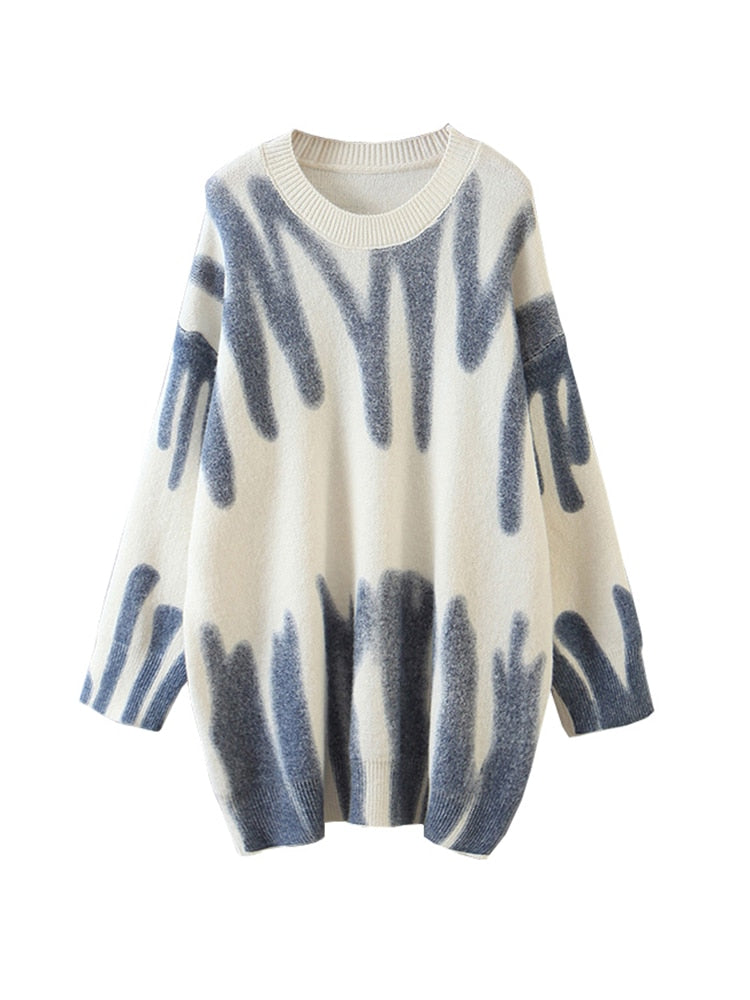 BregjesShirt | Women's Striped Knit Jumper-White/Navy-One size-State of Style