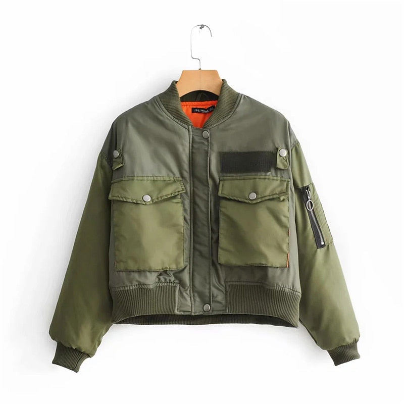 BrendasJacket | Women's Trendy Bomber Jacket-Green-S-State of Style