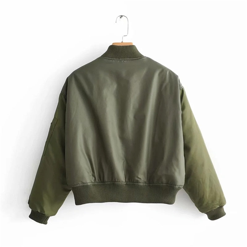 BrendasJacket | Women's Trendy Bomber Jacket-Green-S-State of Style