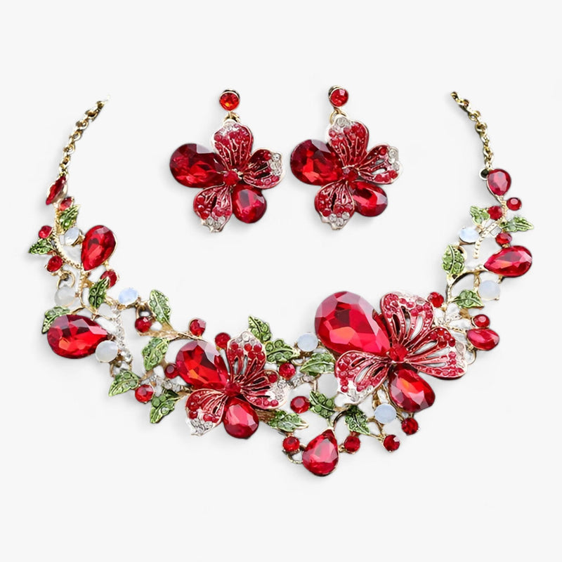 Bridal jewellery set with Enamel Flowers - Fleur-Mixed-State of Style