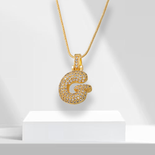 Bubble Letters Necklace with Pendant - LuxeLette-G-State of Style