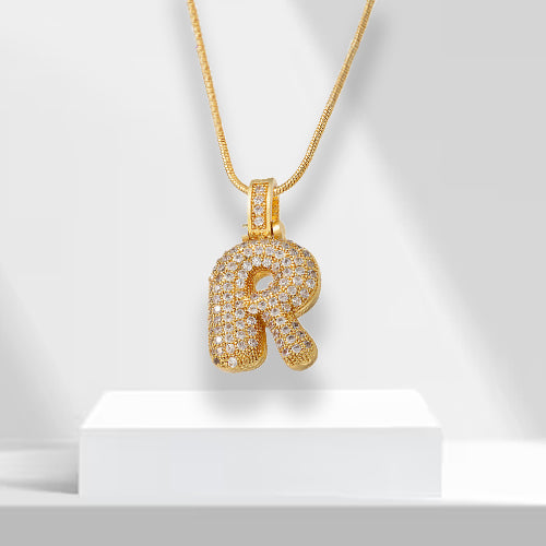 Bubble Letters Necklace with Pendant - LuxeLette-R-State of Style
