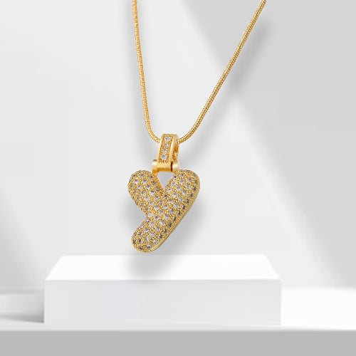 Bubble Letters Necklace with Pendant - LuxeLette-Y-State of Style