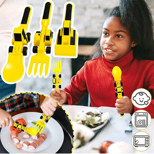 Bulldozer Kids Cutlery Set - ConstructoFork-Set of 3 Forks-State of Style