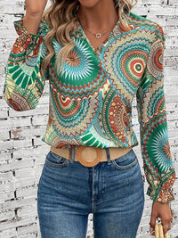 Ladies' blouse with floral pattern & V-neck for spring & autumn – Selina