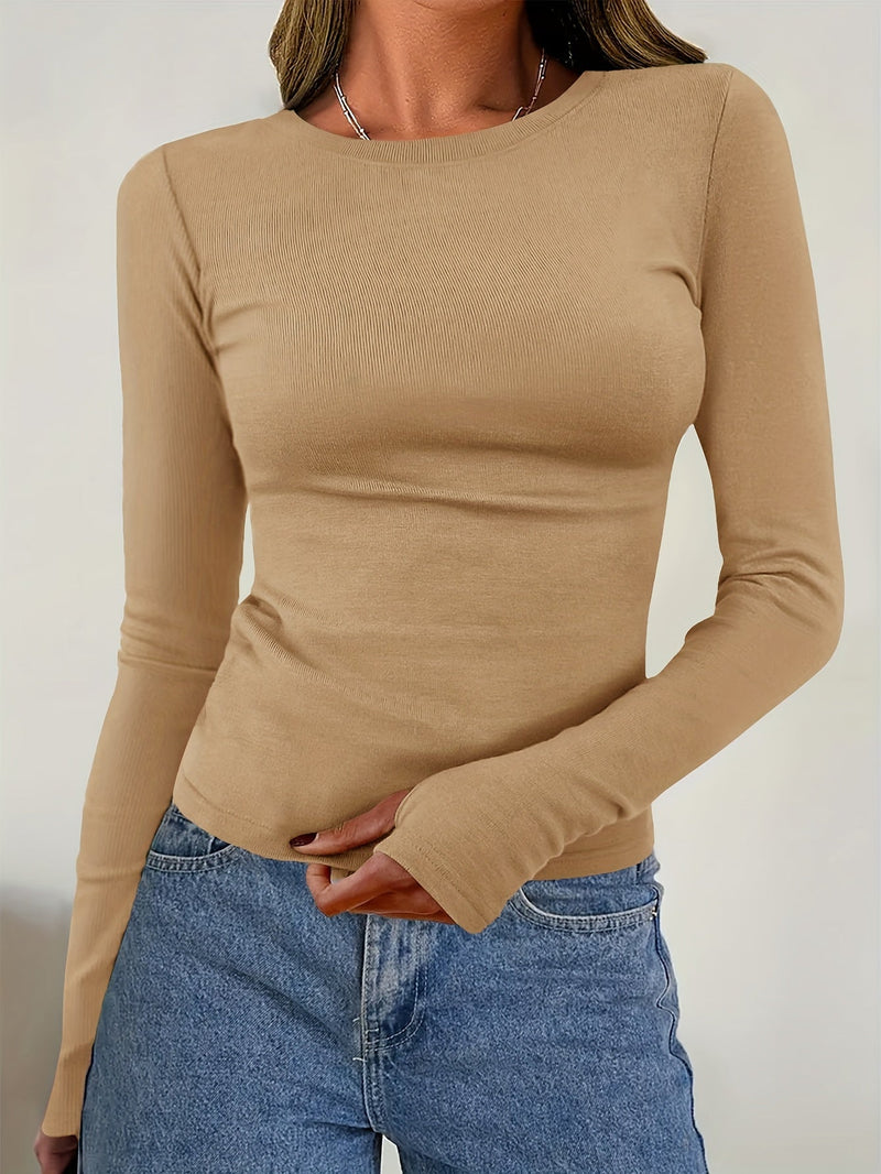 Ladies' Long Sleeve Top with Round Neck for Autumn & Winter – Vivienne