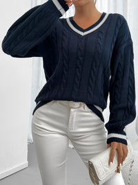 Cable Knit Sweater with Delicate Details - Aurora-Blue-S-State of Style
