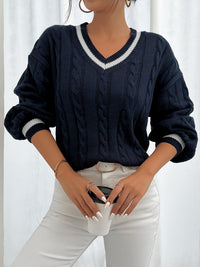 Cable Knit Sweater with Delicate Details - Aurora-Blue-S-State of Style