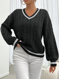 Cable Knit Sweater with Delicate Details - Aurora-Blue-S-State of Style