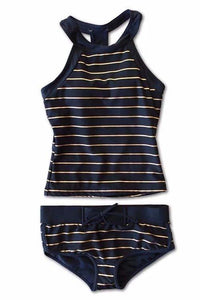 Cäcilie | Serenity Striped Tankini Set-Black-S-State of Style