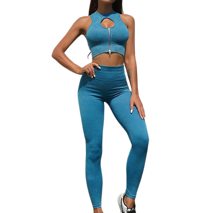 Caitlyn Fitness Outfit Set-Blue-Trousers-S-State of Style