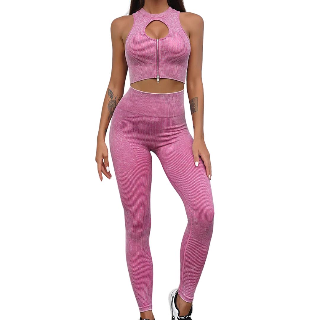 Caitlyn Fitness Outfit Set-Pink-Trousers-S-State of Style