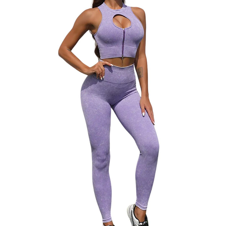 Caitlyn Fitness Outfit Set-Purple-Trousers-S-State of Style