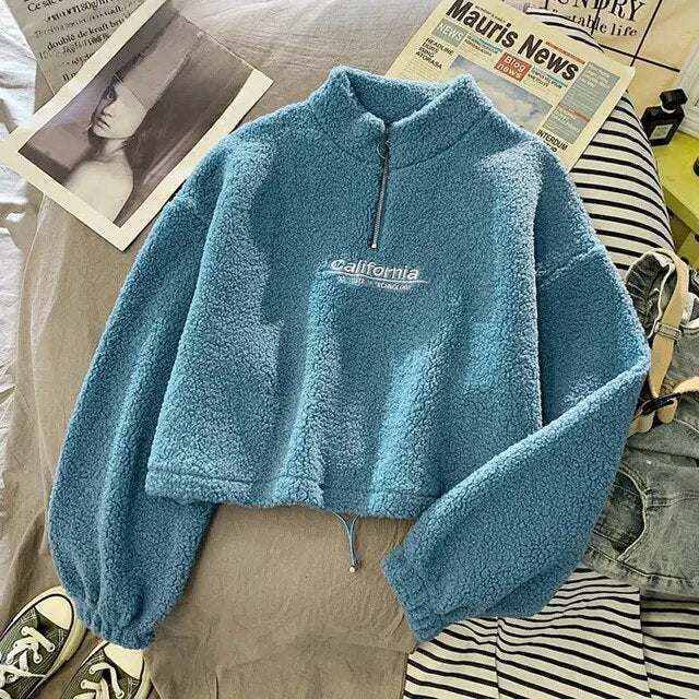 CaliShirt | Women's Cosy Fleece Pullover for Chilly Days-Blue-M-State of Style