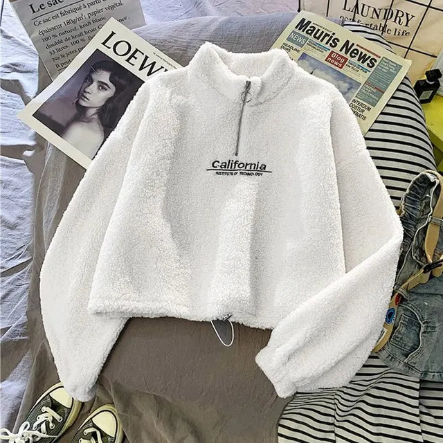 CaliShirt | Women's Cosy Fleece Pullover for Chilly Days-White-M-State of Style