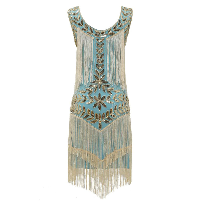 Camilla Gatsby Sequin and Fringe Dress-Blue Apricot-S-State of Style