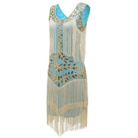 Camilla Gatsby Sequin and Fringe Dress-Champagne-S-State of Style