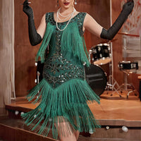 Camilla Gatsby Sequin and Fringe Dress-Champagne-S-State of Style
