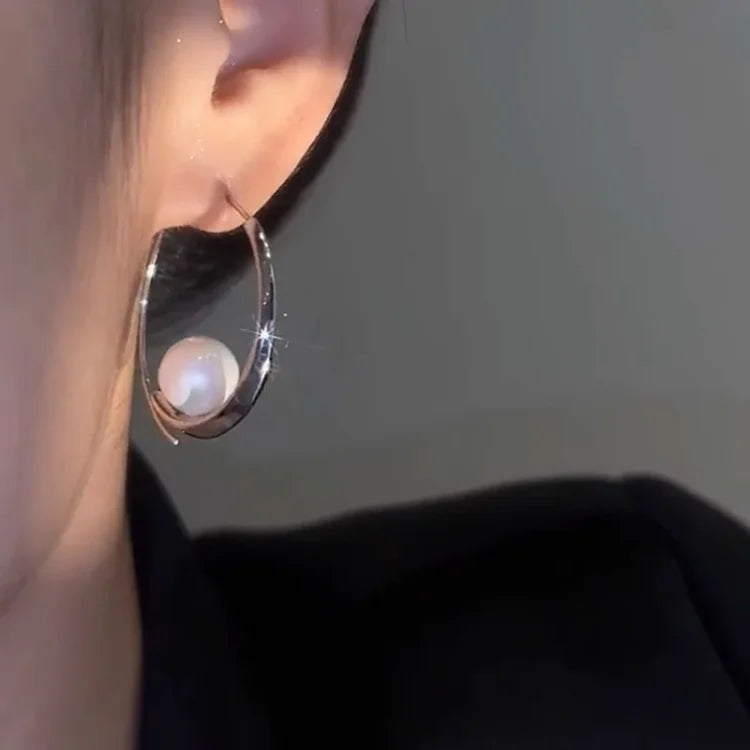 Camille Large Pearl Circle Earrings-Gold-State of Style