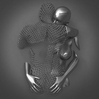 Canvas Art with Metal Figure - AmorArte-30 x 40 cm-Silver Grey (No frame)-Loving Embrace-State of Style