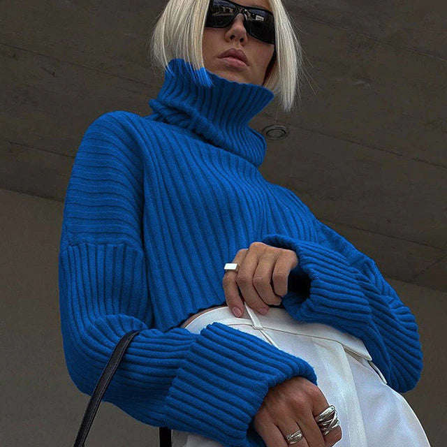 CarlinesShirt | Women's Classic Turtleneck Sweater-Blue-S-State of Style