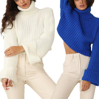 CarlinesShirt | Women's Classic Turtleneck Sweater-Blue-S-State of Style