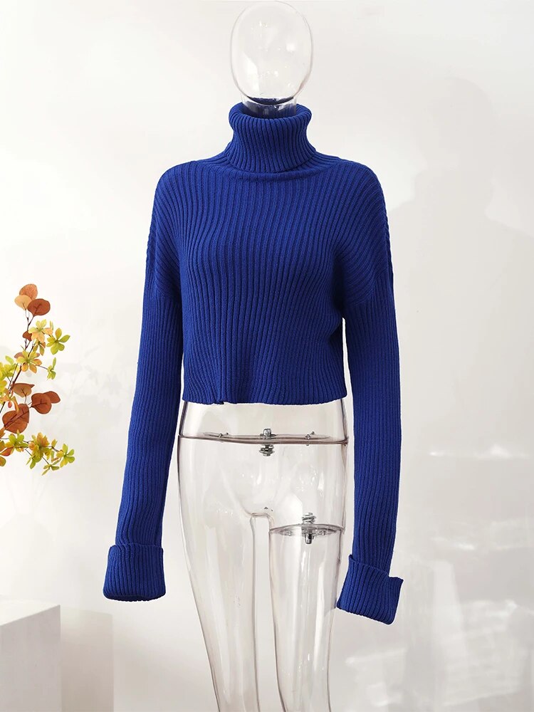 CarlinesShirt | Women's Classic Turtleneck Sweater-Blue-S-State of Style