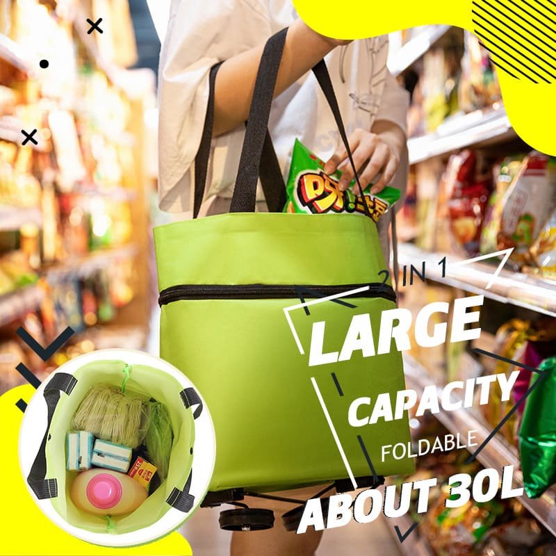 CarryFlex – 2-in-1 Convertible Shopping Bag with Wheels-Green-State of Style