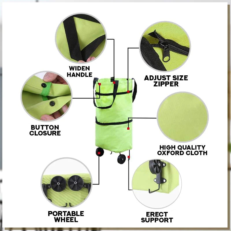 CarryFlex – 2-in-1 Convertible Shopping Bag with Wheels-Green-State of Style