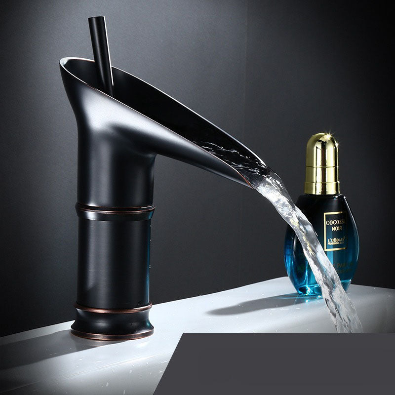 CascadeFlow Luxe Waterfall Basin Mixer Tap-Black Short-State of Style