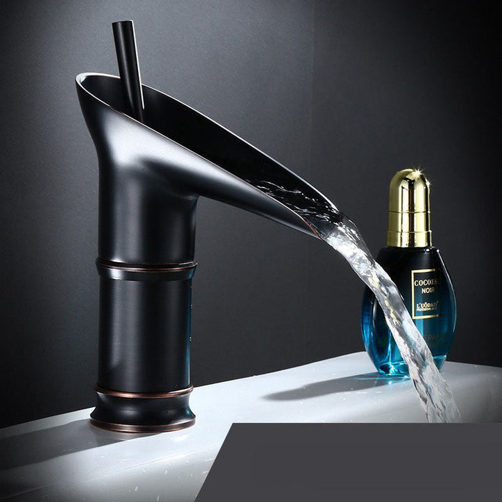 CascadeFlow Luxe Waterfall Basin Mixer Tap-Black Short-State of Style