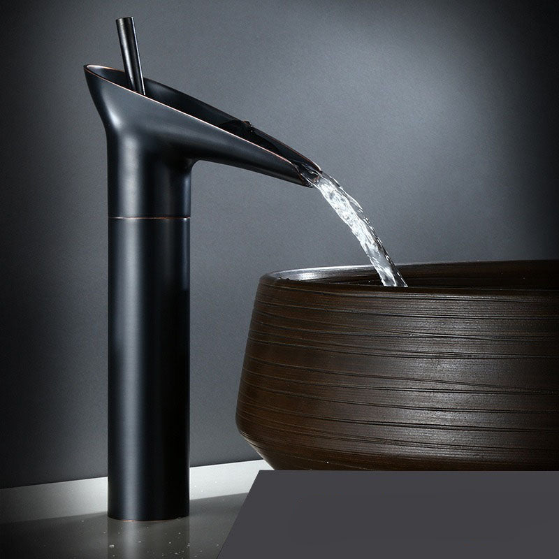 CascadeFlow Luxe Waterfall Basin Mixer Tap-Black Tall-State of Style