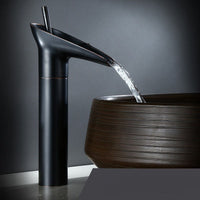CascadeFlow Luxe Waterfall Basin Mixer Tap-Black Tall-State of Style