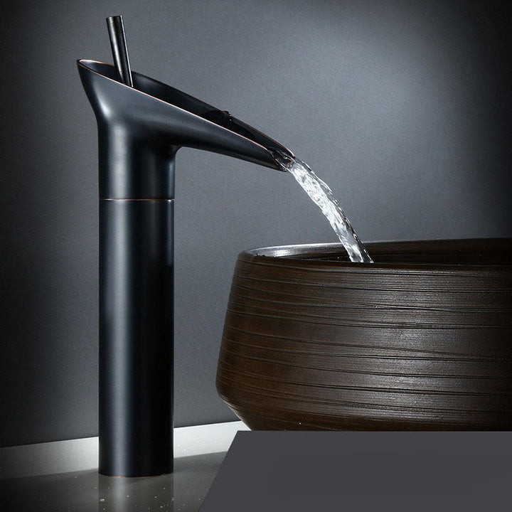CascadeFlow Luxe Waterfall Basin Mixer Tap-Black Tall-State of Style