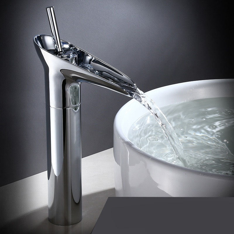 CascadeFlow Luxe Waterfall Basin Mixer Tap-Chrome Tall-State of Style