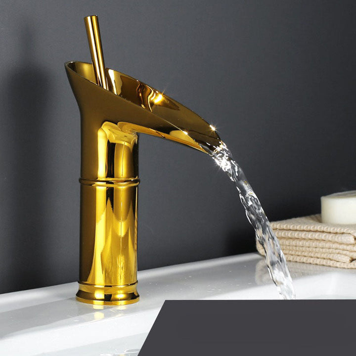 CascadeFlow Luxe Waterfall Basin Mixer Tap-Gold Short-State of Style