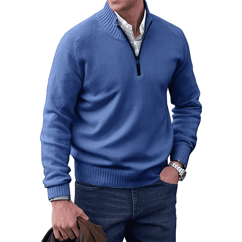 Cashmere Sweater with Zip - Mason-Blue-M-State of Style