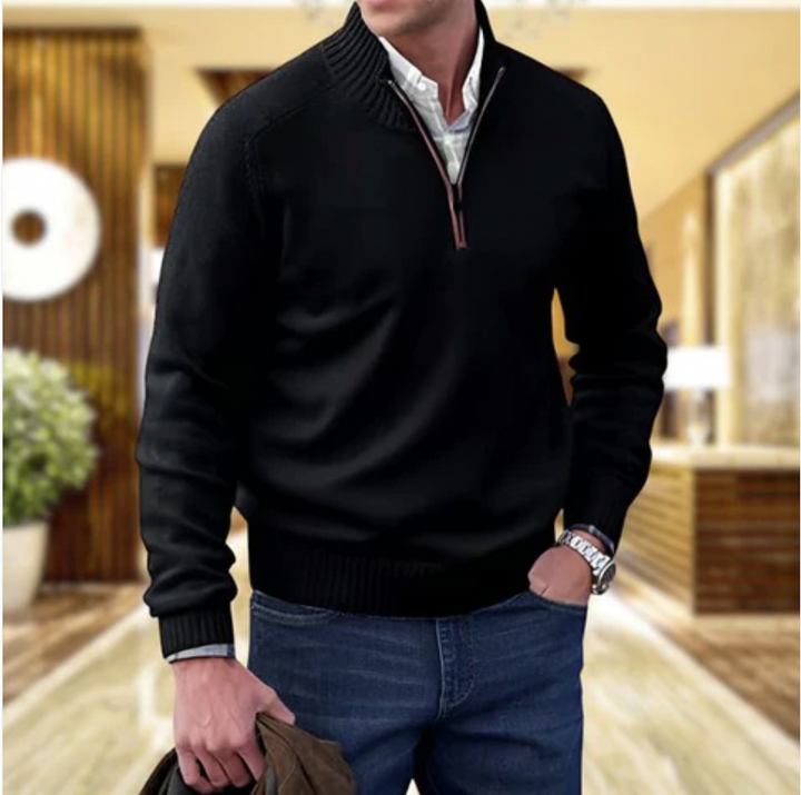 Cashmere Sweater with Zip - Mason-Brown-M-State of Style