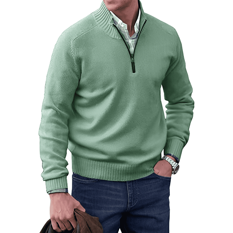 Cashmere Sweater with Zip - Mason-Green-M-State of Style
