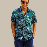 Caspian - Beach Shirt | Hawaiian Short Sleeve Shirt-Blue-Green-M-State of Style