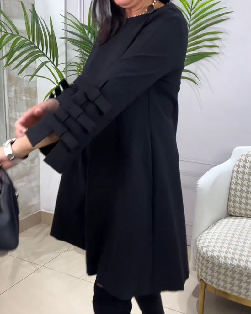 Casual Black Dress with Long Sleeves - Nora-S-State of Style