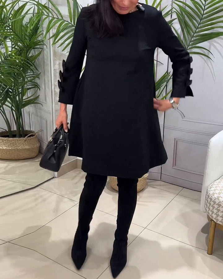 Casual Black Dress with Long Sleeves - Nora-S-State of Style