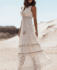 Casual Boho maxi dress with stylish details – Solange-Beige-S-State of Style
