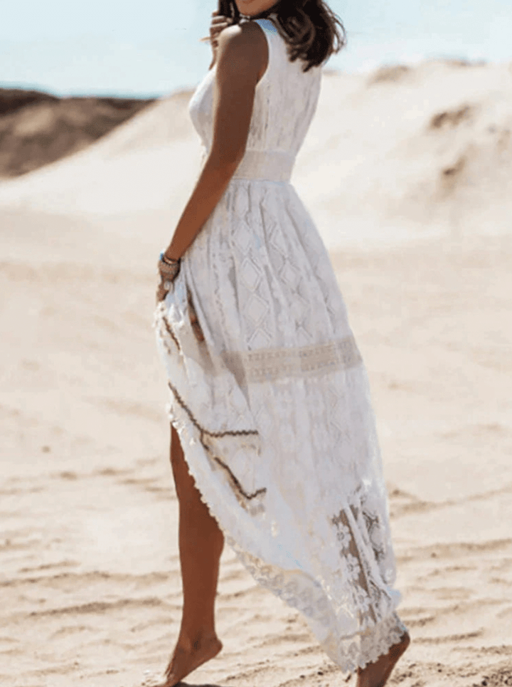 Casual Boho maxi dress with stylish details – Solange-Beige-S-State of Style